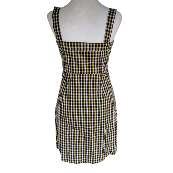 Hollister Button Front Yellow, Black, & White Plaid Dress Size XS - Picture 4 of 8